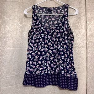 Gap blue floral tank top size large.